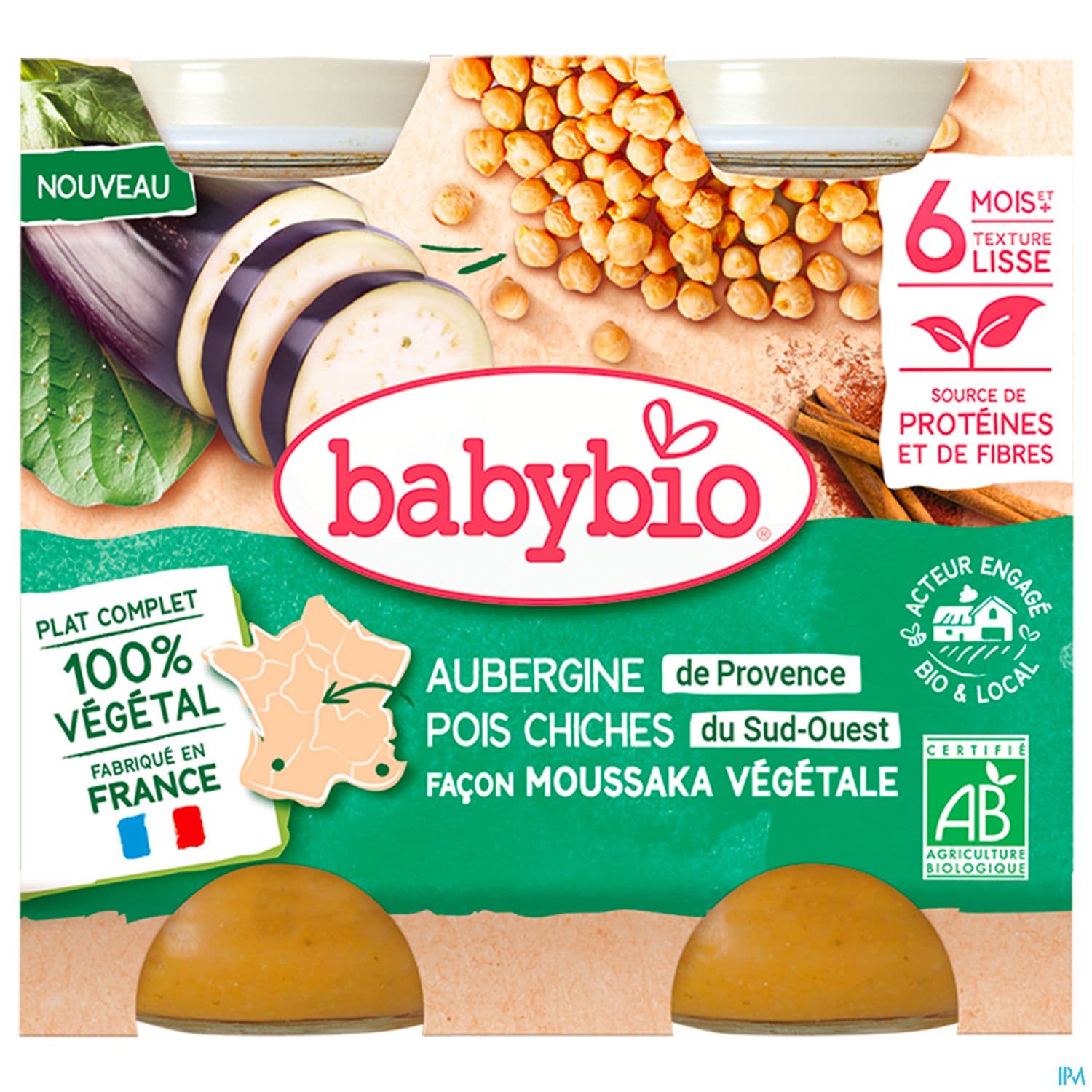 BABYBIO MENU AUBER/POIS CHI 2X200G