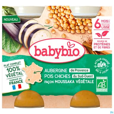 BABYBIO MENU AUBER/POIS CHI 2X200G