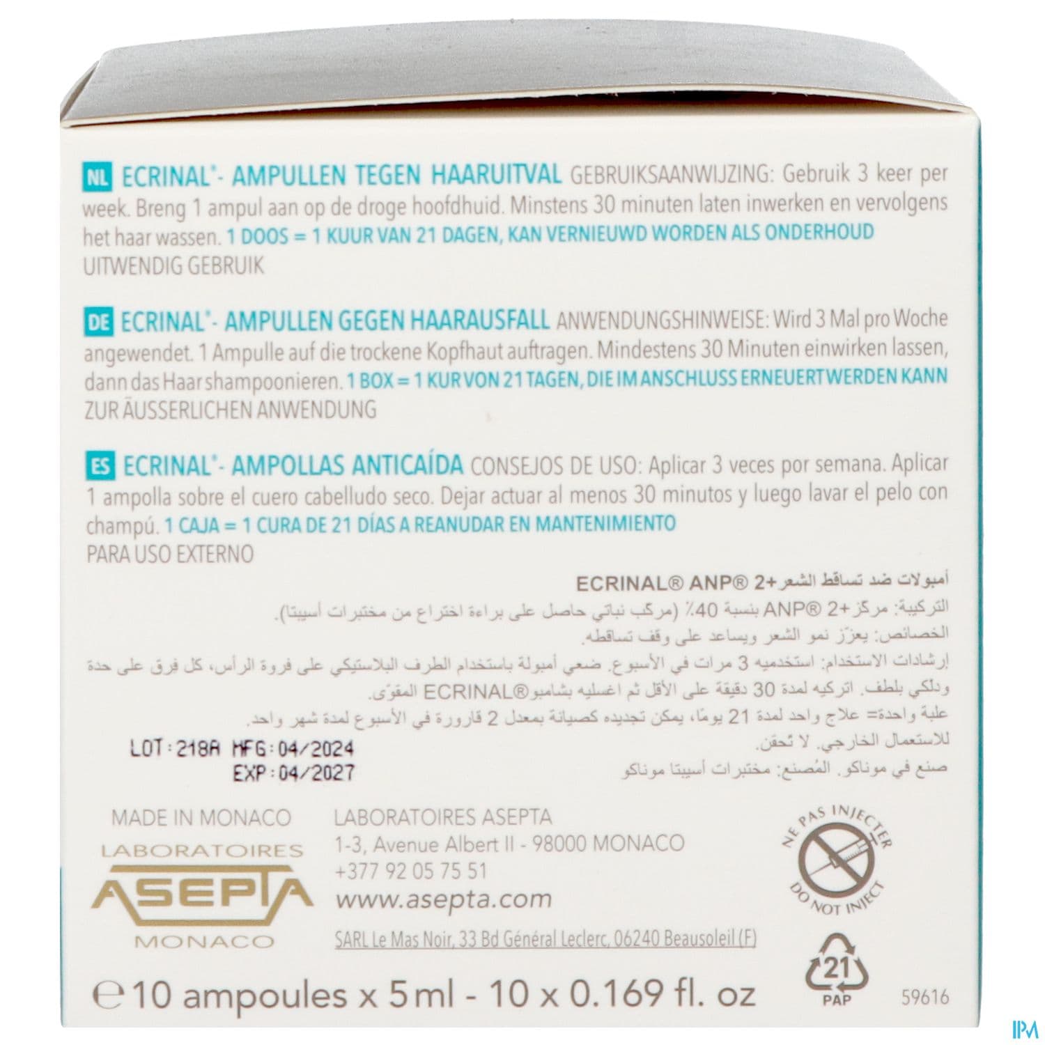 Ecrinal Capillaire Ampoules Antichute A l'anp2+ 5ml X10