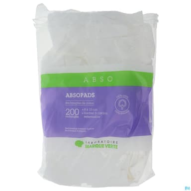 Marque Verte Absopads Coton Rectangle 8cm X 10cm Sachet 200