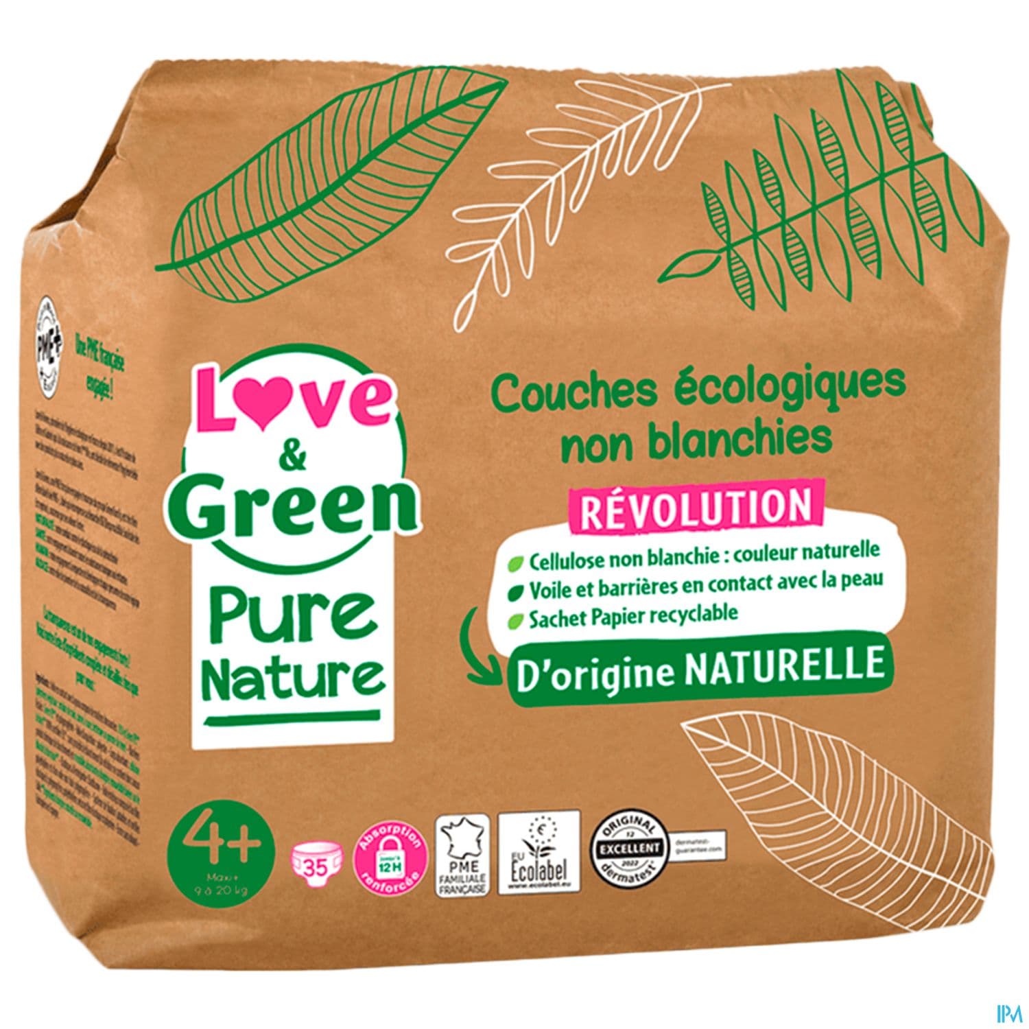 Love Green Pure Nature Couche Certifiee Ecolabel Et Hypoallergenique T4+ X35