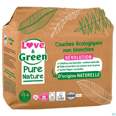 Love Green Pure Nature Couche Certifiee Ecolabel Et Hypoallergenique T4+ X35