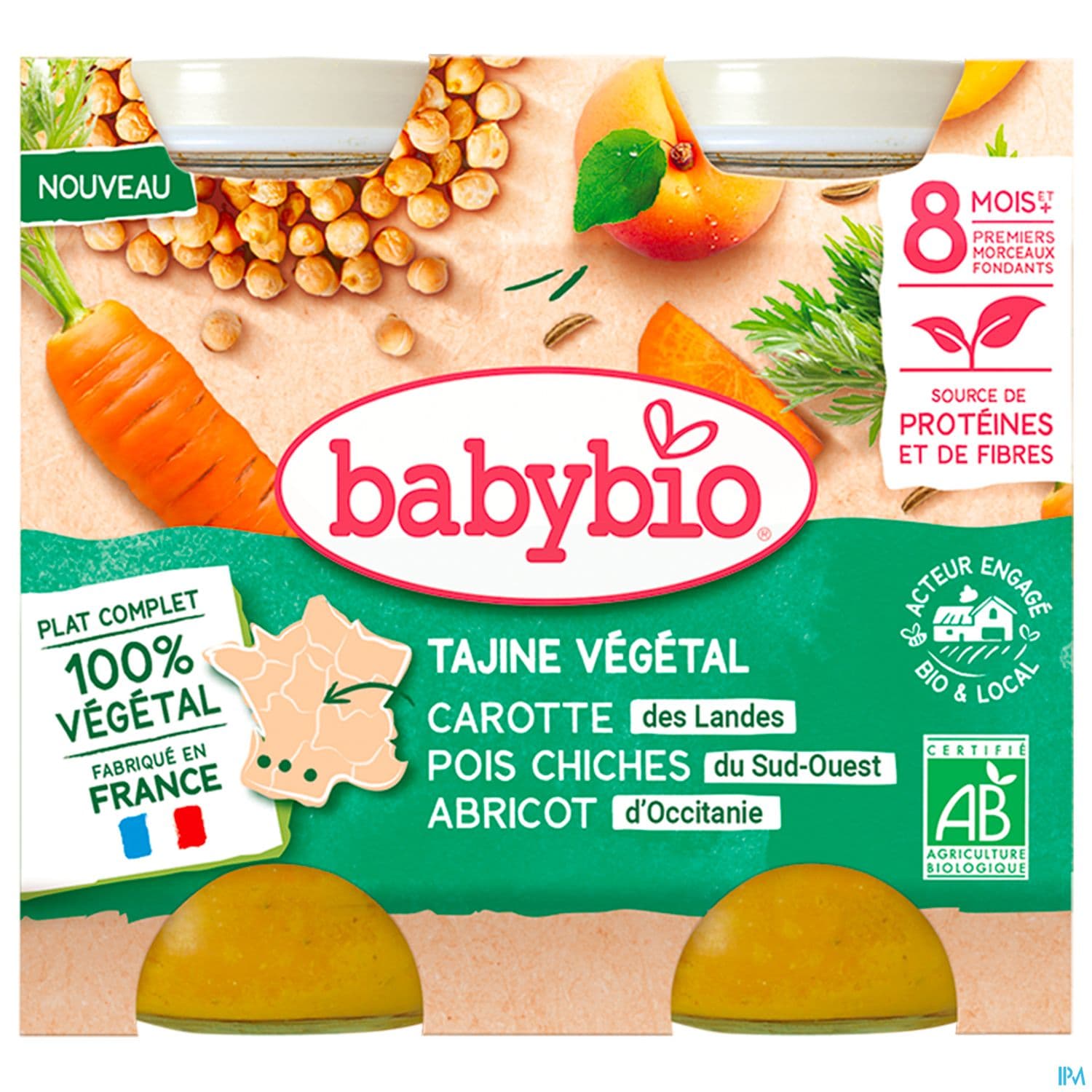 BABYBIO MENU BOULGH/ABRICOT 2X200G