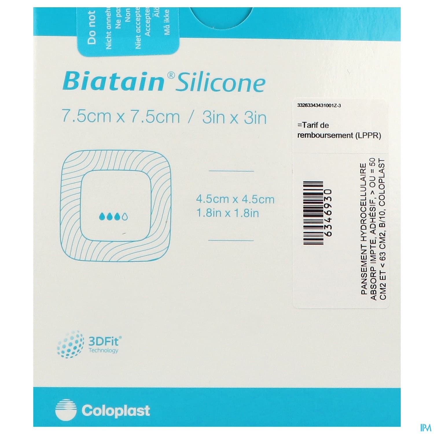 BIATAIN ADH SILICONE 7.5X7.5CM 10