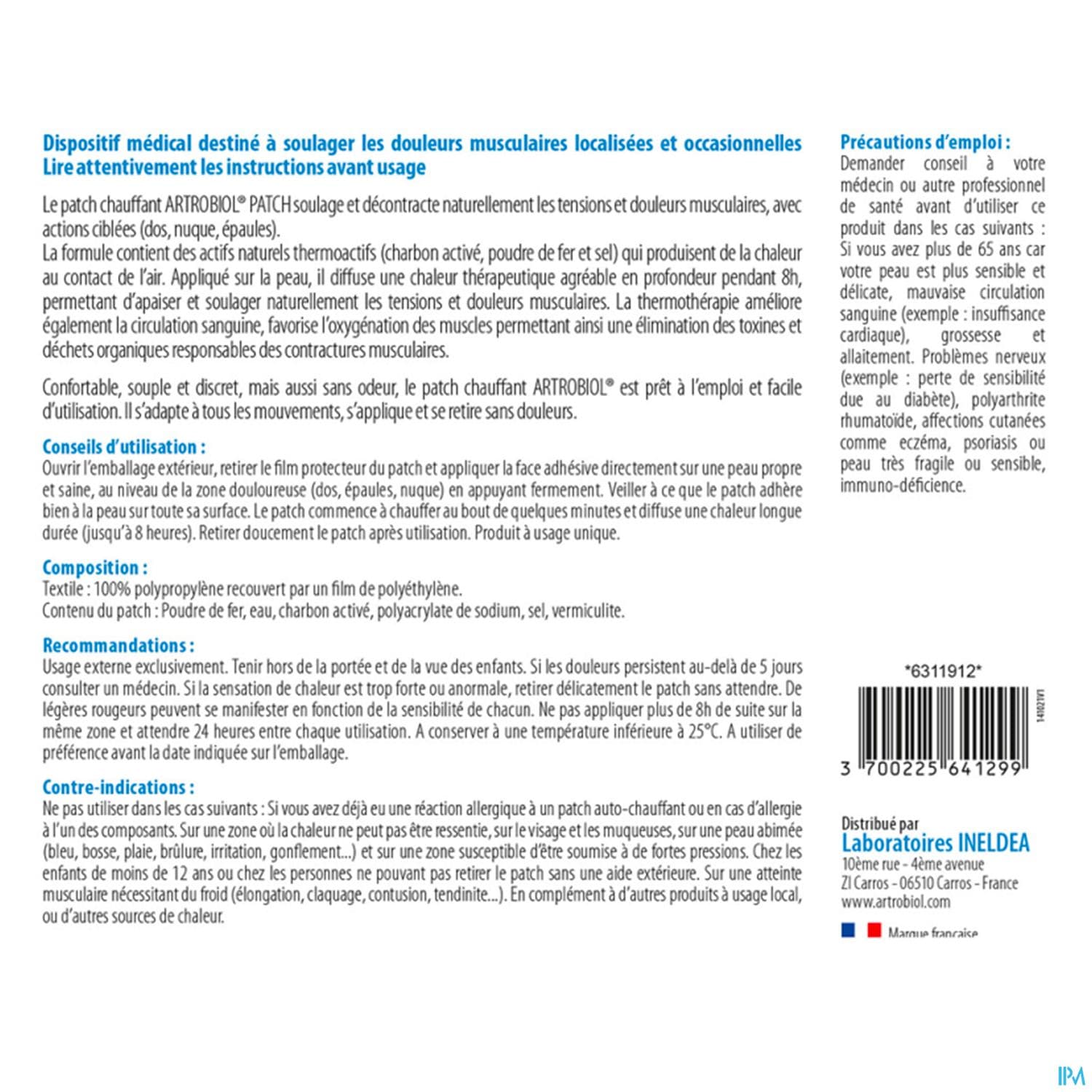 ISN ARTROBIOL PATCH CHAUFFANT X8