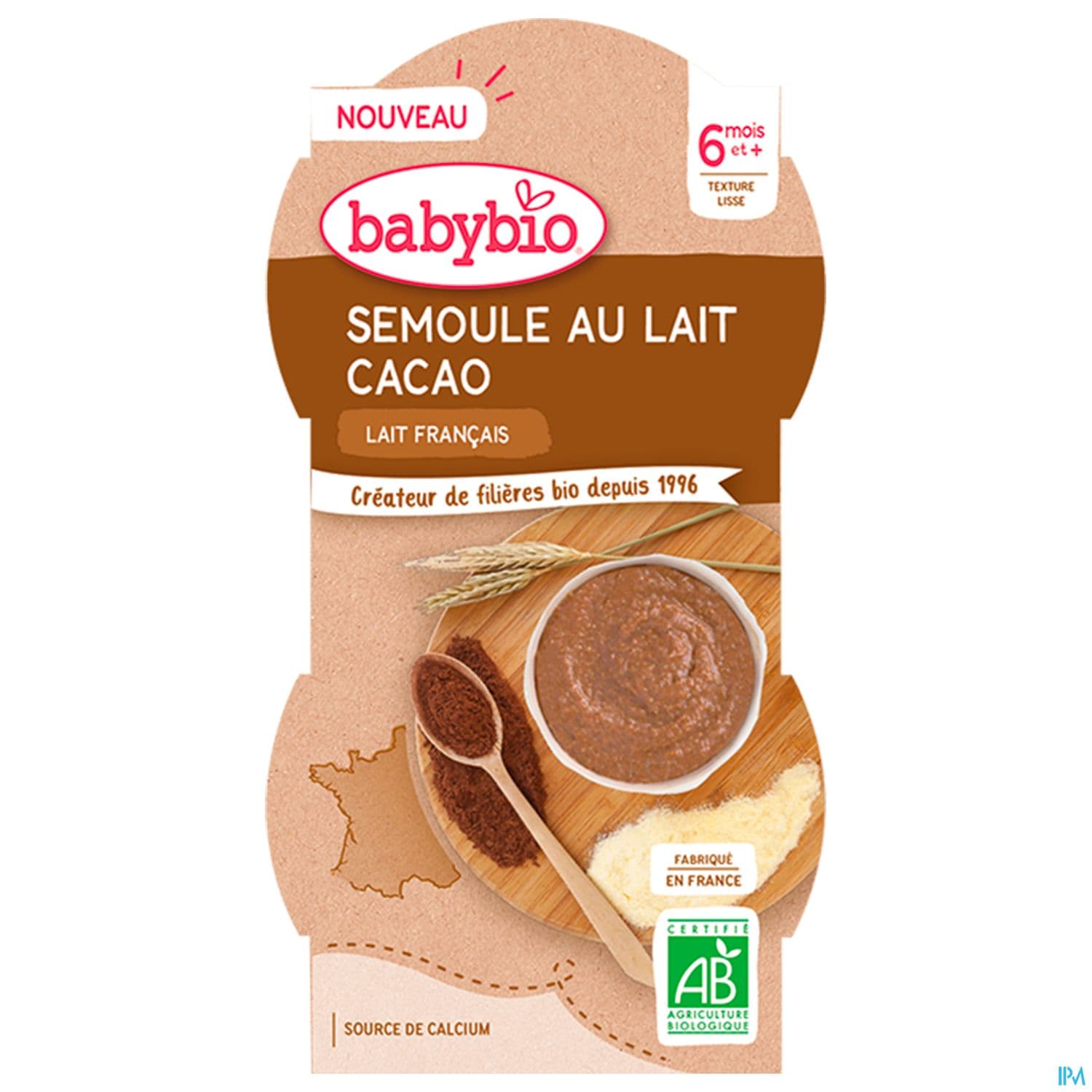 BABYBIO SEMOU/LAIT/CACAO 2X100G