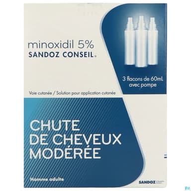 Minoxidil Sandoz Conseil 5% Solution Pour Application Cut 60ml X3