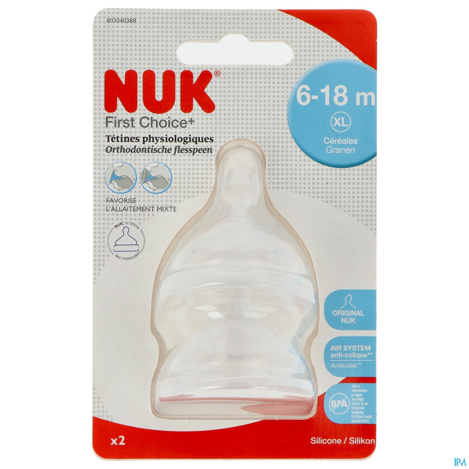 Nuk Tetine First Choice+ Fc+ 6/18m Percage Xl Silicone X2