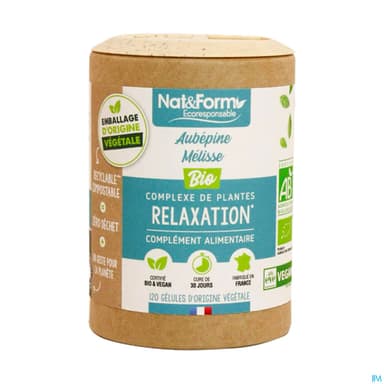 Nat Et Form Ecoresponsable Aubepine Melisse Bio Gelule Vegetale 120