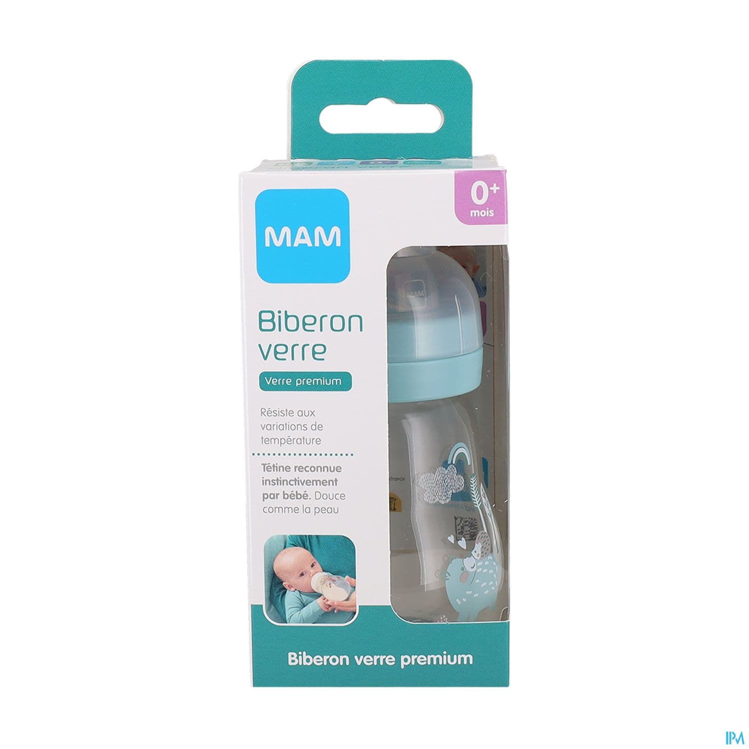 BIB MAM VERRE TETIN DEB1 BLEU170ML