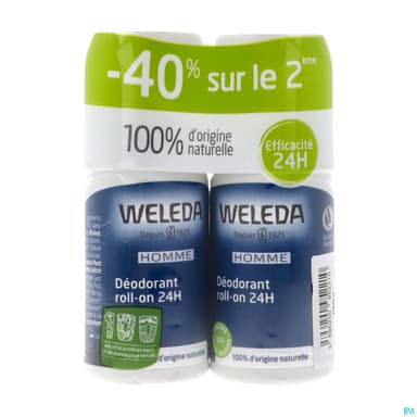 WELEDA HOM DEOD 24H ROLLON 50MLX2