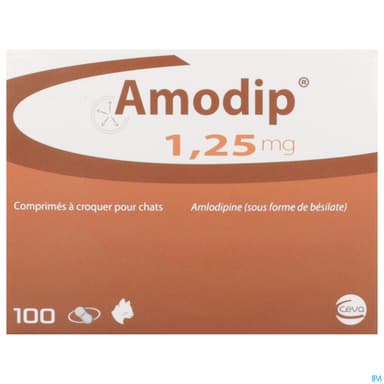 Amodip 1mg25 Hypertension Systemique Chat Comprime 100