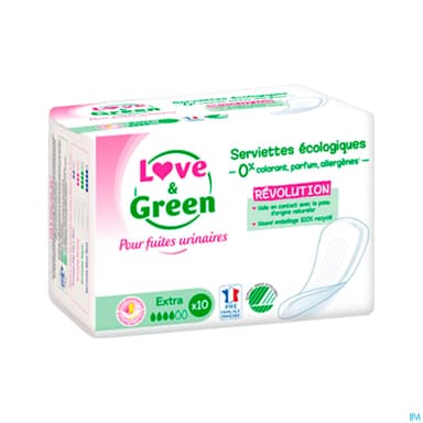 Love Green Serviettes Incontinence Hypoallergeniques Extra X10