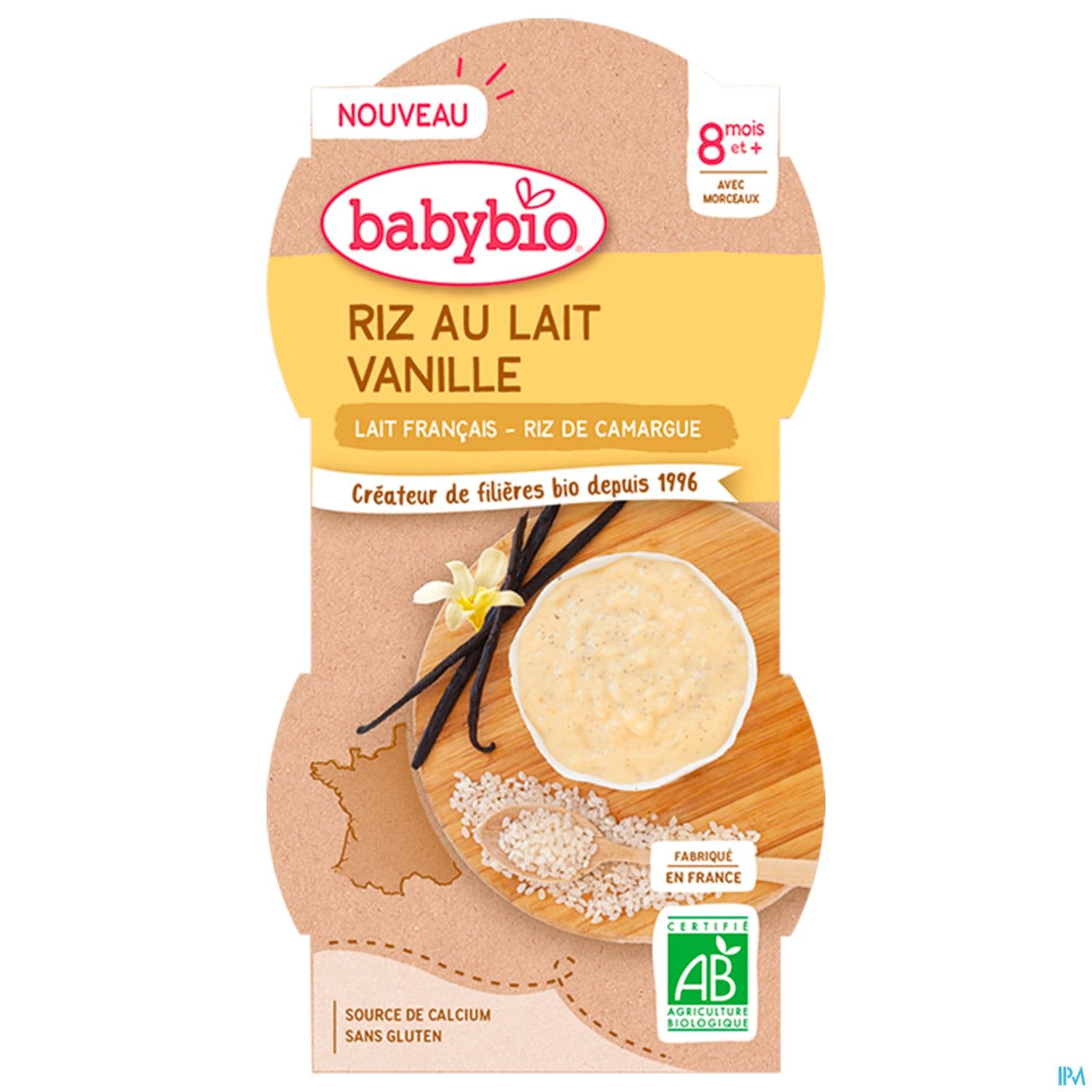 BABYBIO RIZ AU LAIT VANILLE 2X100G