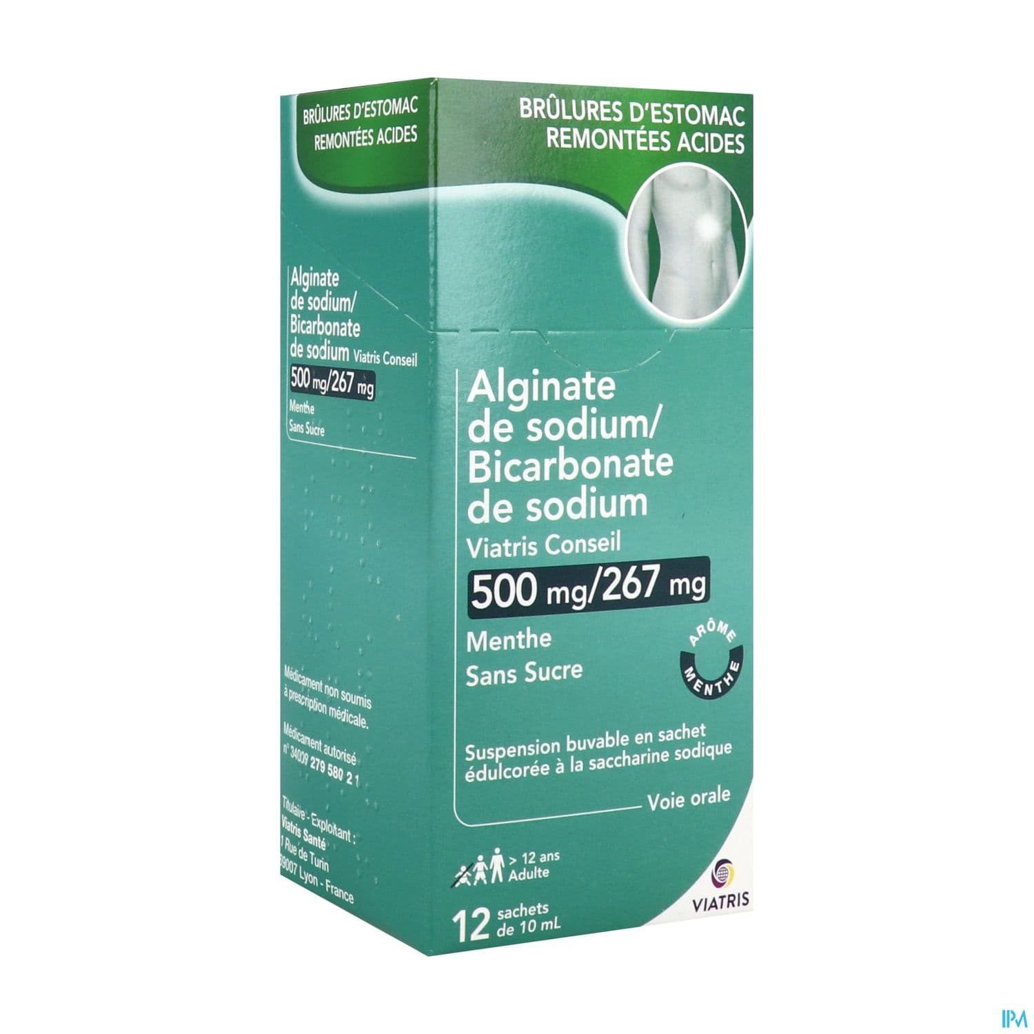Alginate De Sodium Bicarbonate De Sodium Viatris Sans Sucre Suspension Buvable 10ml Sachet 12