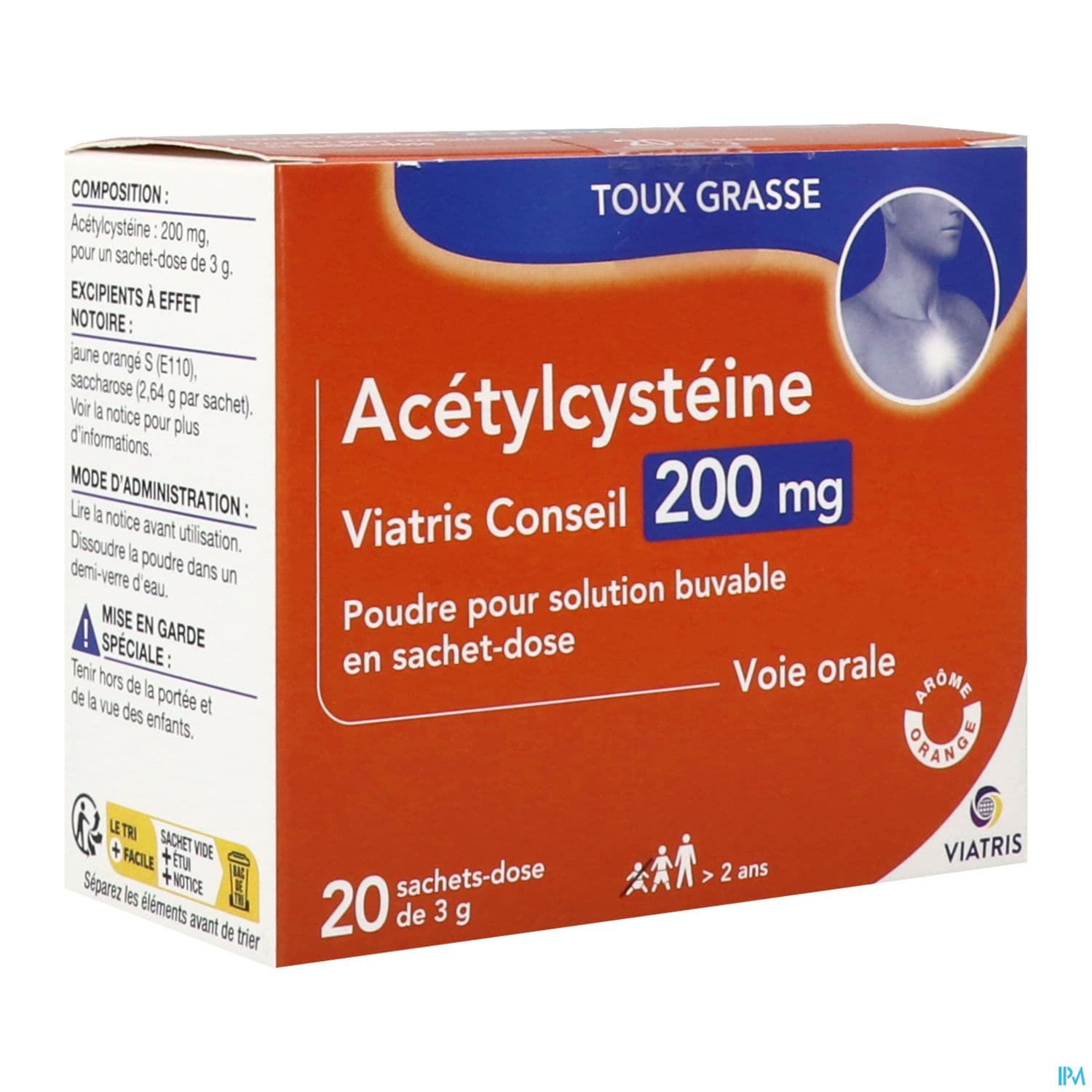 Acetylcysteine Viatris 200mg Poudre Pour Solution Buvable Sachet 20