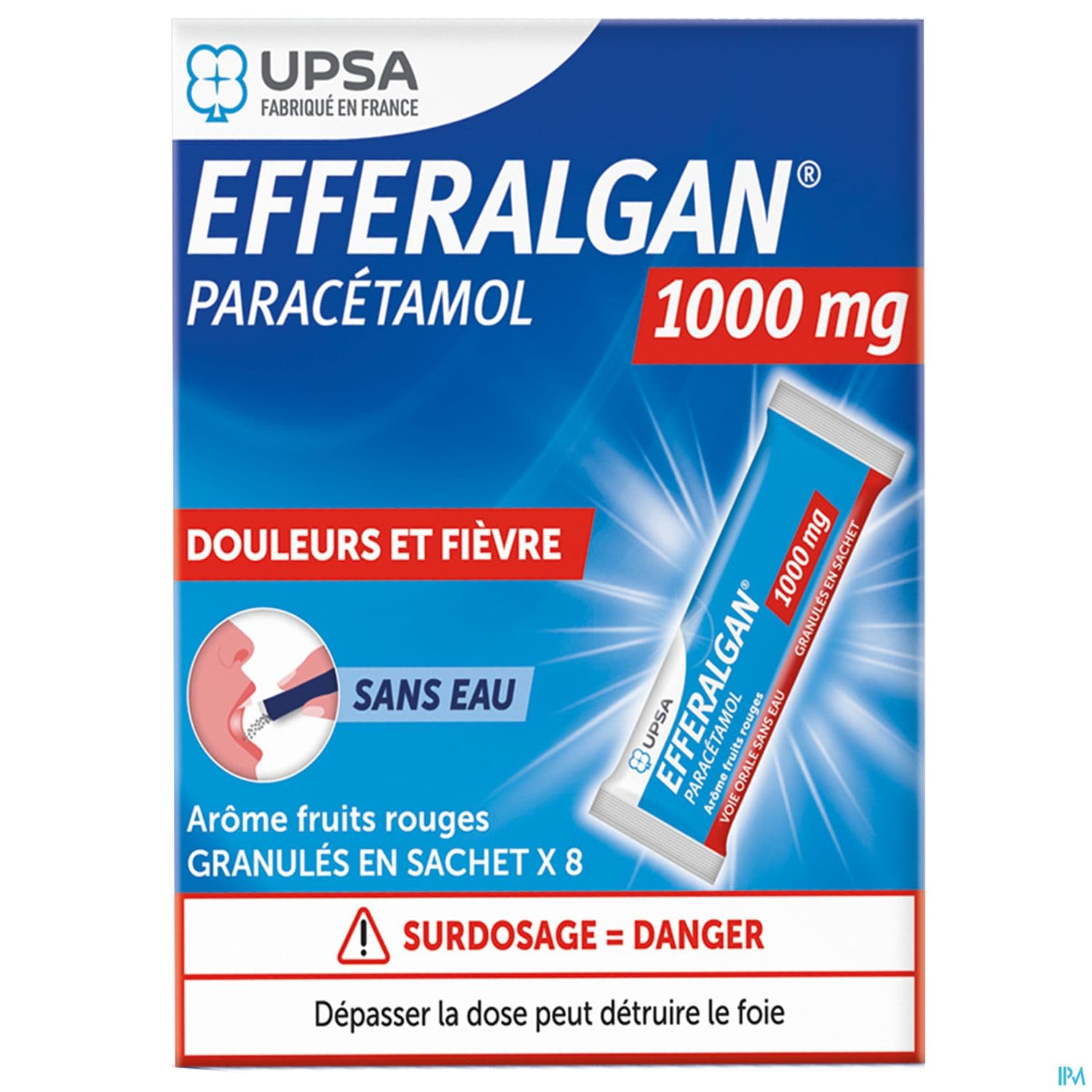 Efferalgan 1g Fruits Rouges Granules Sachet 8