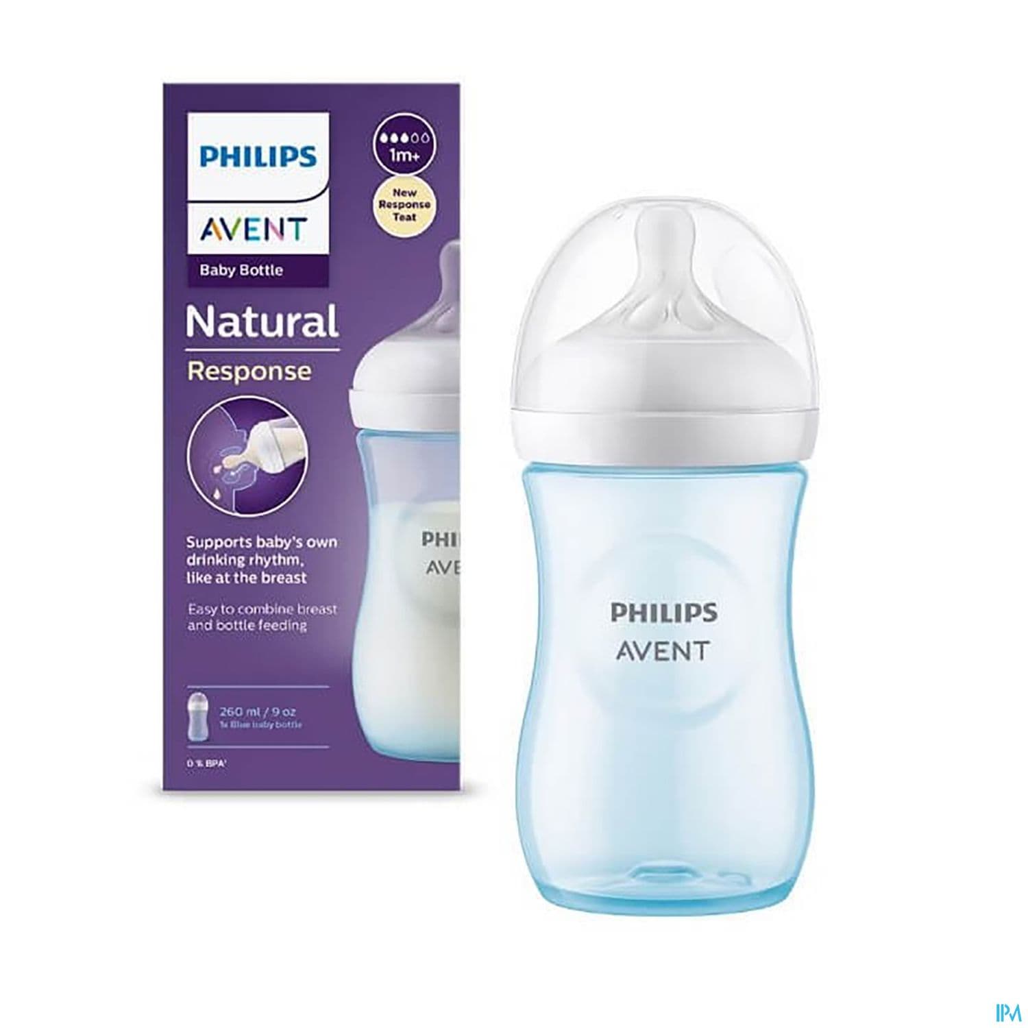BIB AVENT NAT RESPONSE 260ML BLEU