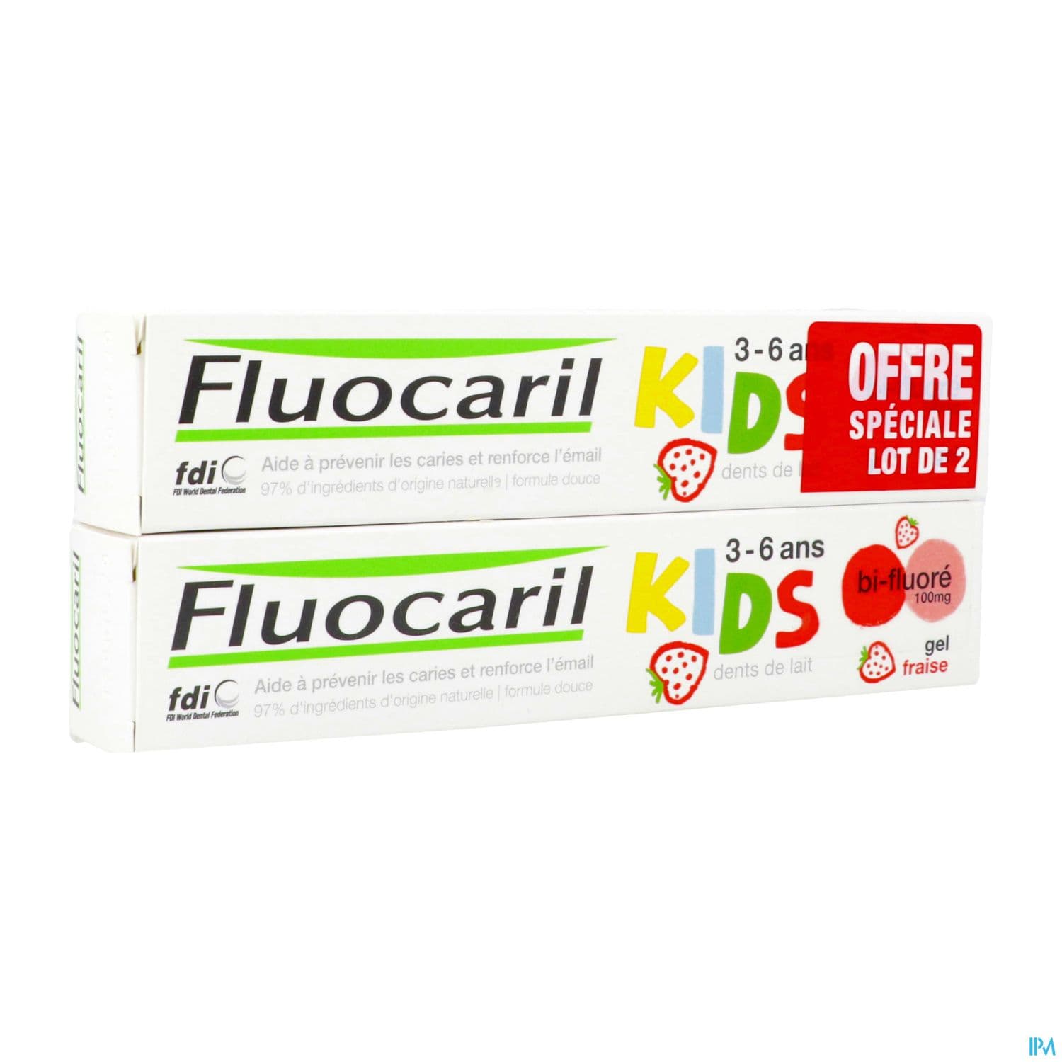 Fluocaril Kids Dentifrice 3/6ans Fraise 50ml X2