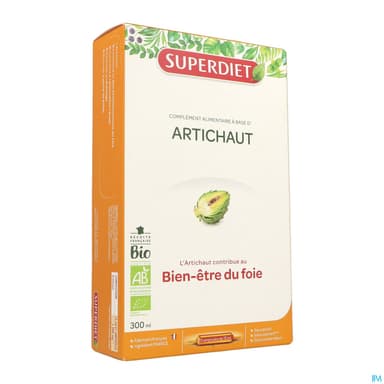 Superdiet Artichaut Bio Ampoule Buvable 15ml 20