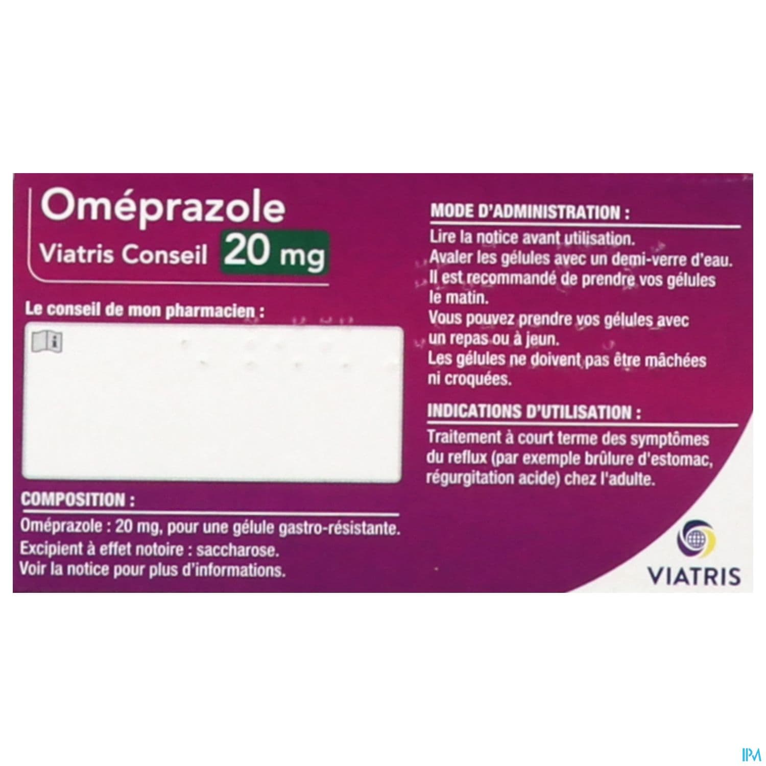 OMEPRAZOLE 20MG VTS CONS GEL 14