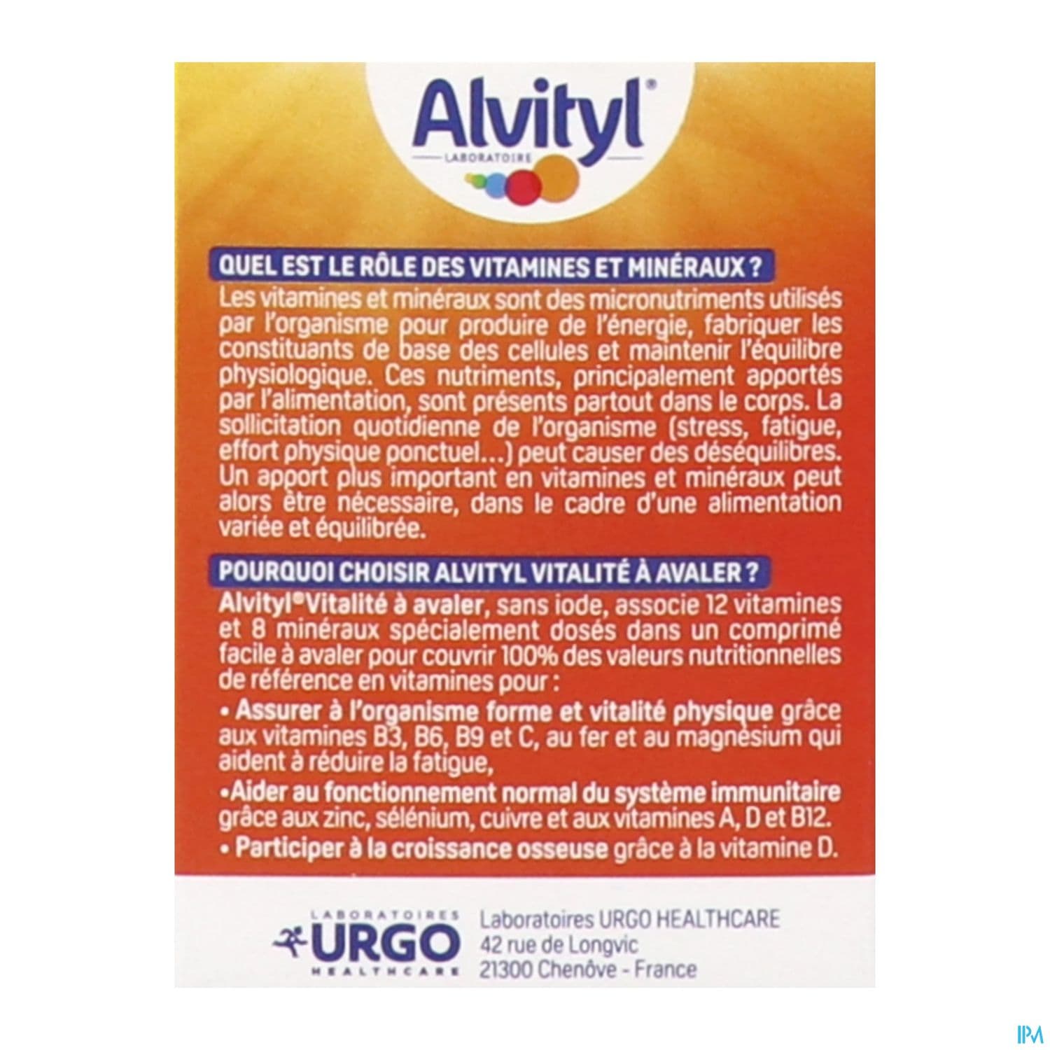 Alvityl Vitalite A Avaler Comprime 40