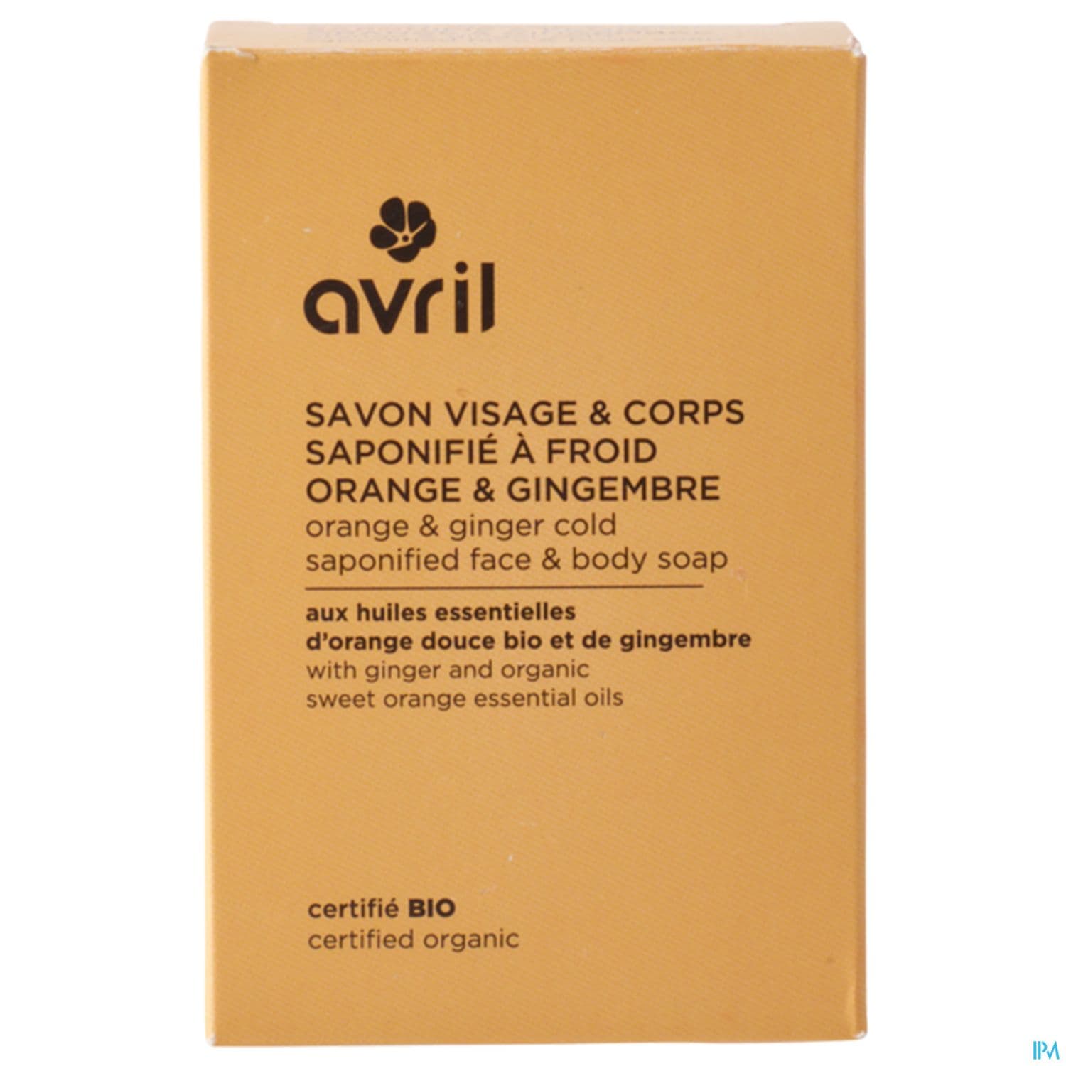 Avril Savon A Froid Visage Corps Orange Gingembre Certifie Bio 100g