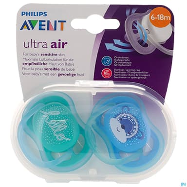 Avent Sucette Ultra Air Design Pour Bebe 6/18mois Scf342/23 X2