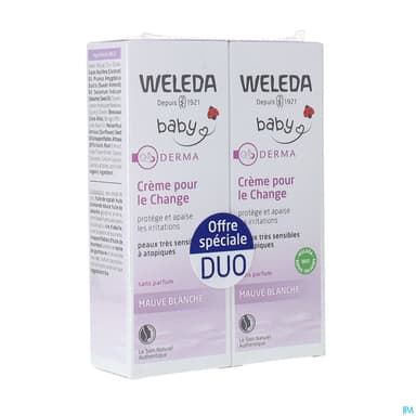 Weleda Mauve Blanche Bebe Creme Pour Le Change 50ml X2
