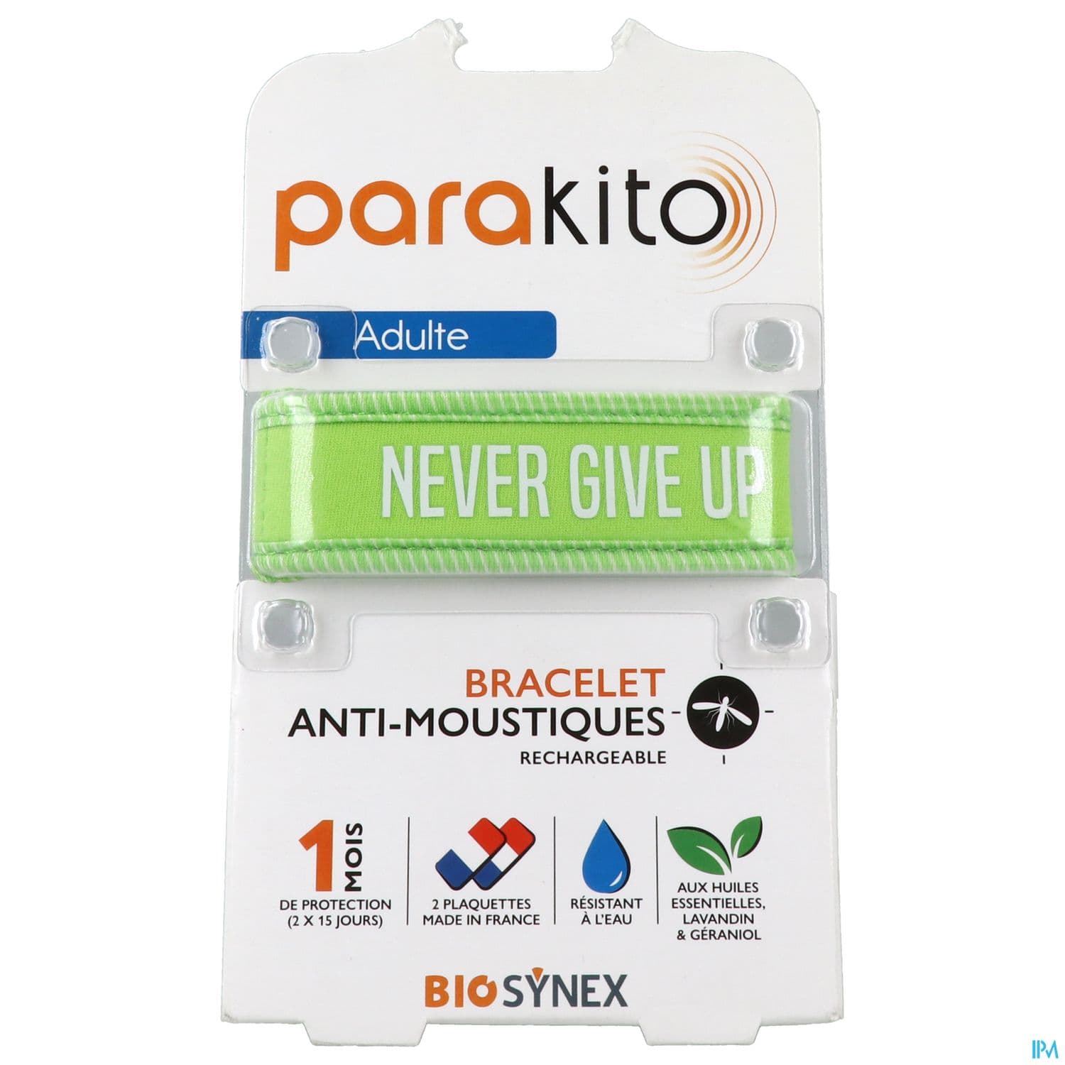 Parakito Bracelet Antimoustique Rechargeable Adulte Never Give Up