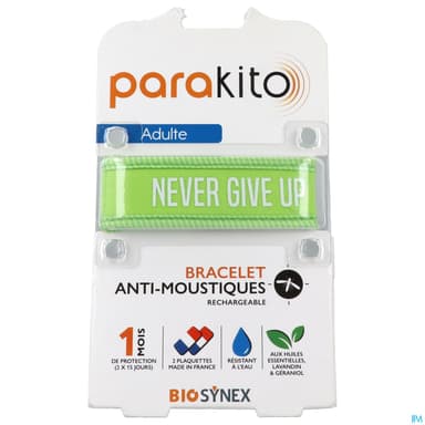 Parakito Bracelet Antimoustique Rechargeable Adulte Never Give Up