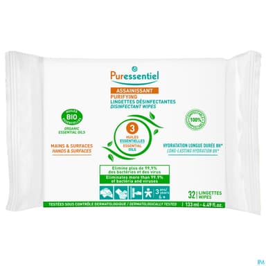 Puressentiel Lingette Desinfectante Mains Surfaces X32