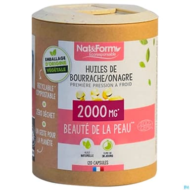 Nat Et Form Ecoresponsable Huile De Bourrache Onagre Bio Capsule 120