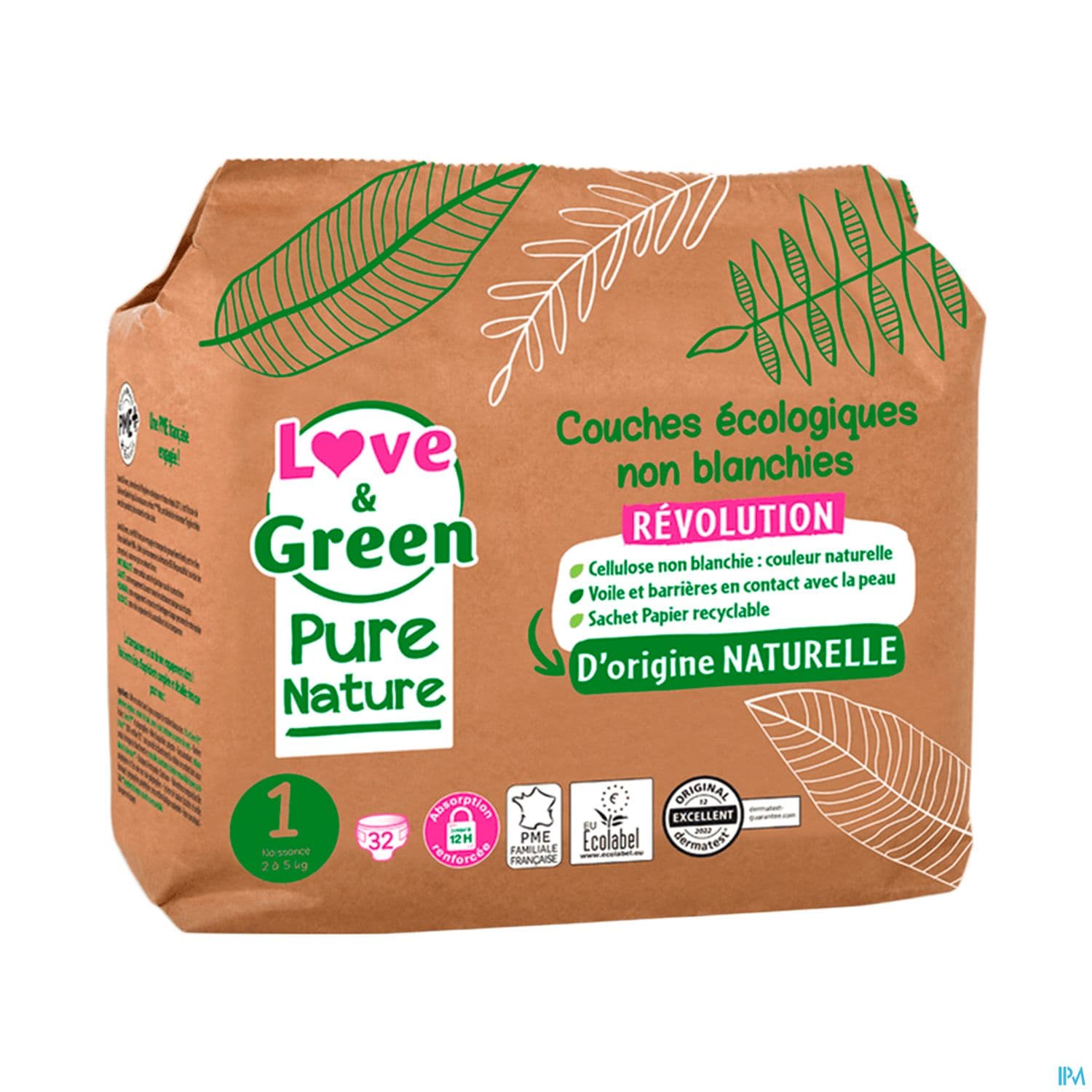 Love Green Pure Nature Couche Certifiee Ecolabel Et Hypoallergenique T1 X32 — Pharmacie aux enfants