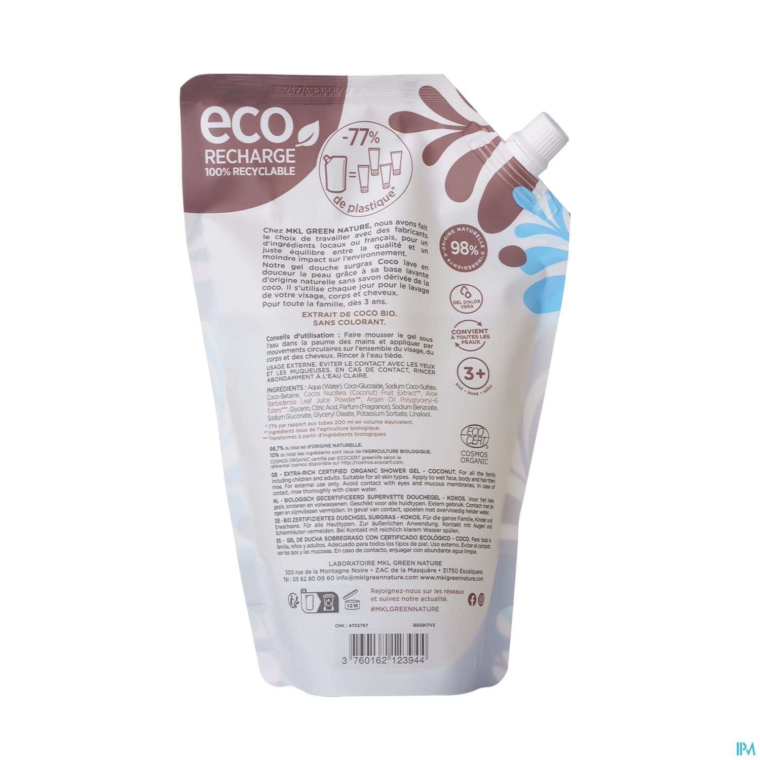 MKL GEL DCH COCO BIO 900ML