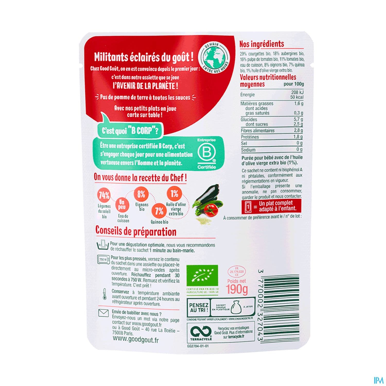 GOODGOUT RATATOUILLE DE QUINOA190G