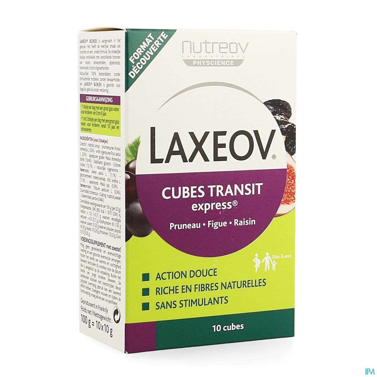 Nutreov Laxeov Cubes Transit Pruneau Figue Raisin 10g X10