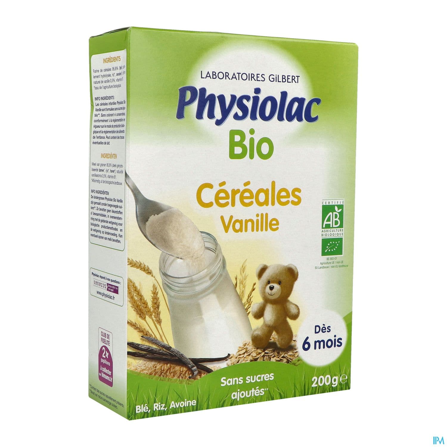 PHYSIOLAC CEREALE VANILLE BIO 200G