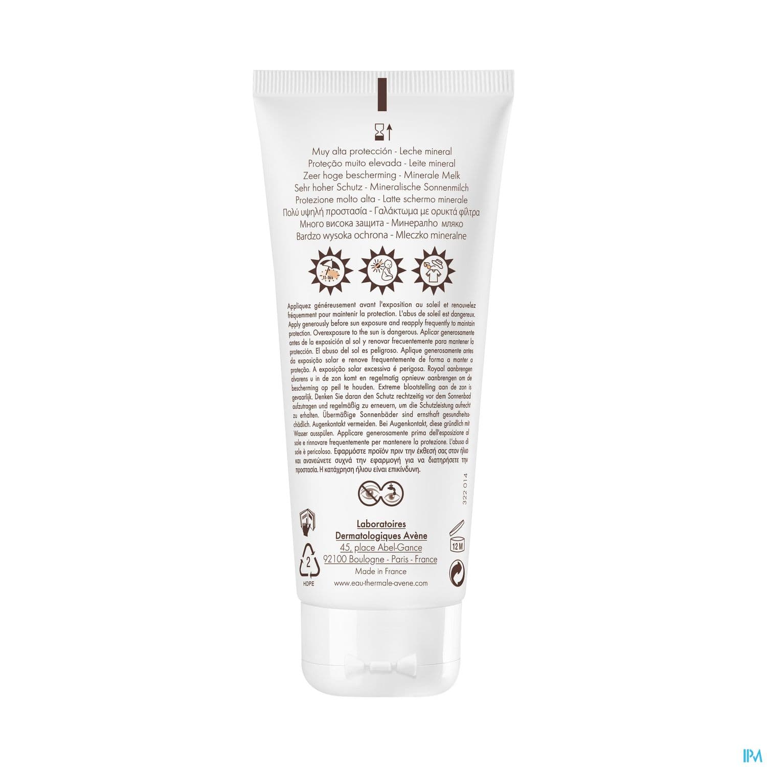 Eau Thermale Avene Solaire Lait Mineral Spf50+ 100ml