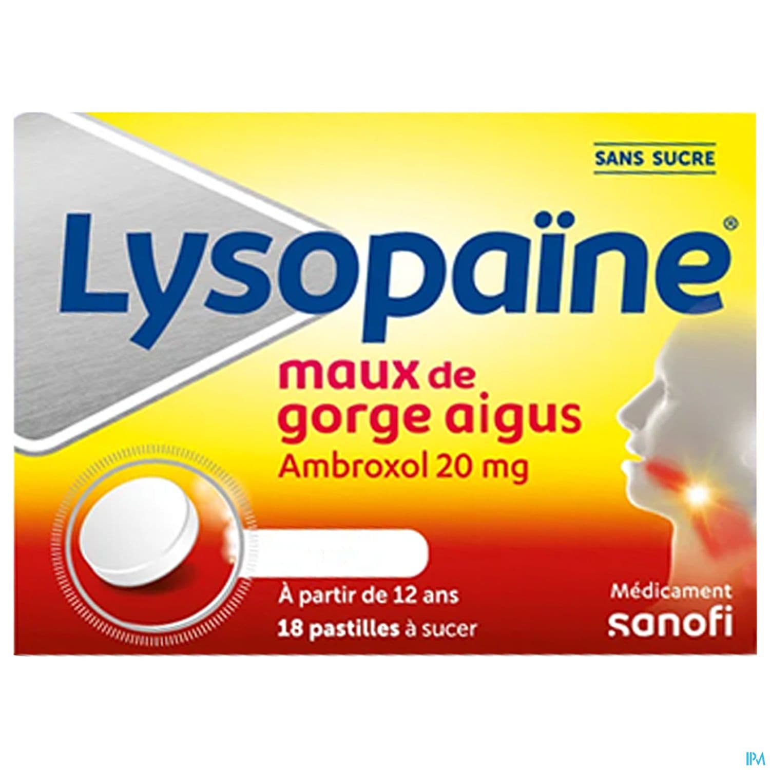 Lysopaine Ambroxol 20mg Menthe Sans Sucre Pastille 18