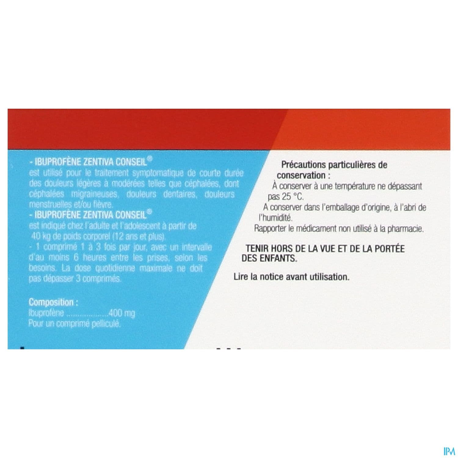 Ibuprofene Zentiva Conseil 400mg Comprime Pellicule 15