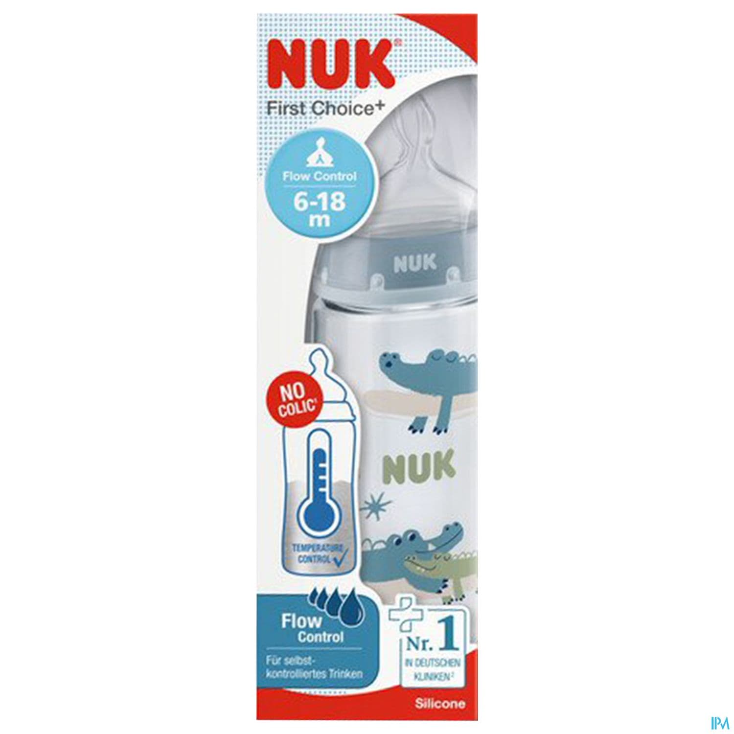 Nuk Biberon First Choise+ Fc+ Tc 360ml Silicone 6/18m Flow Control Garcon