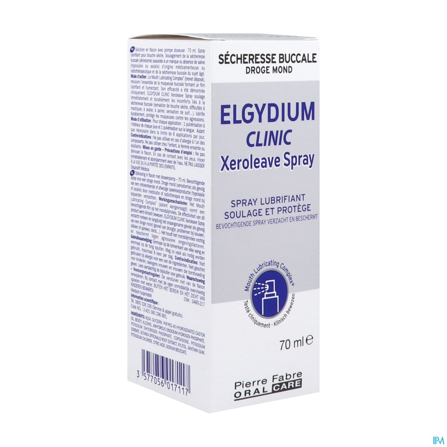 Elgydium Clinic Xeroleave Spray Buccal Lubrifiant Pour Bouche Seche Dispositif Medical 70ml