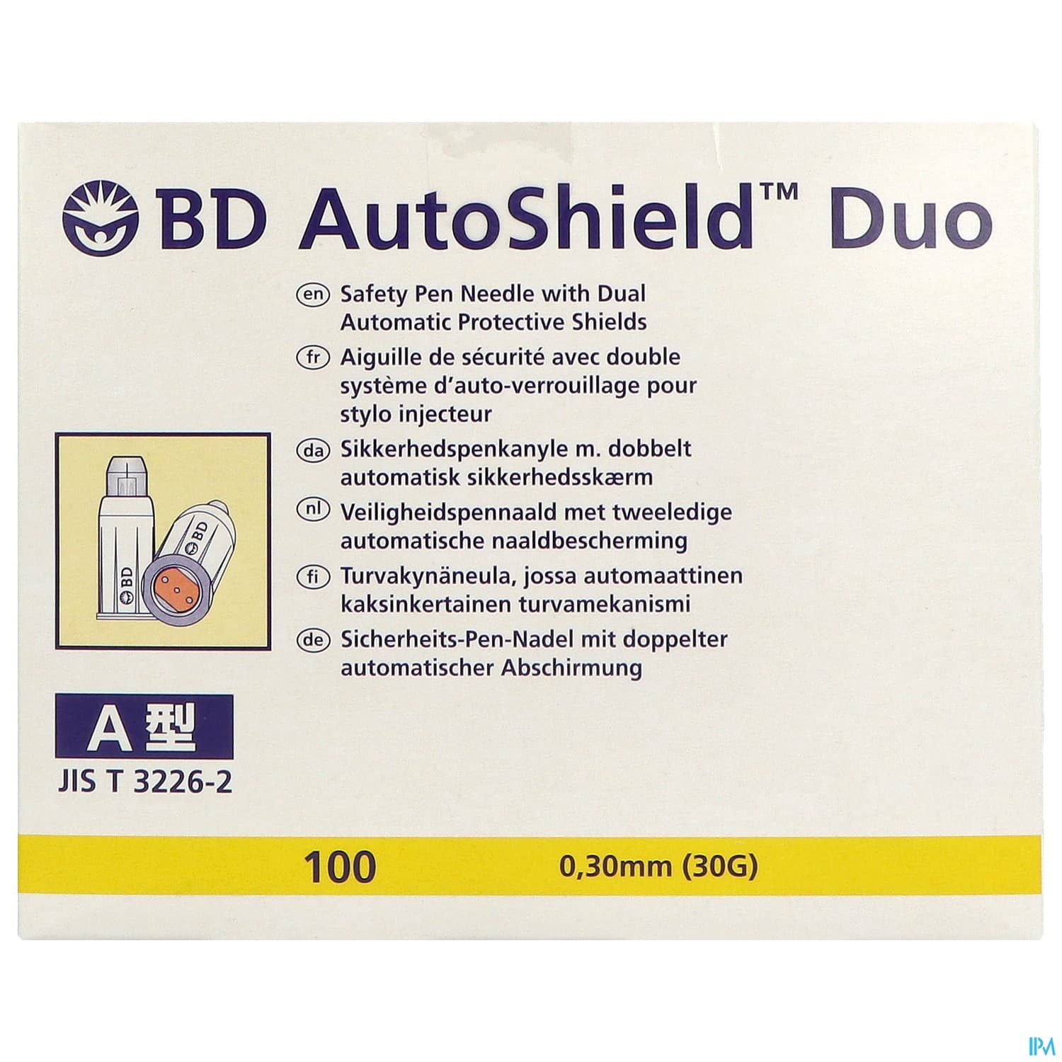 BD AUTOSHIELD DUO   Aiguille securisee pour stylo injecteur. double protection. 5mm. bt 100