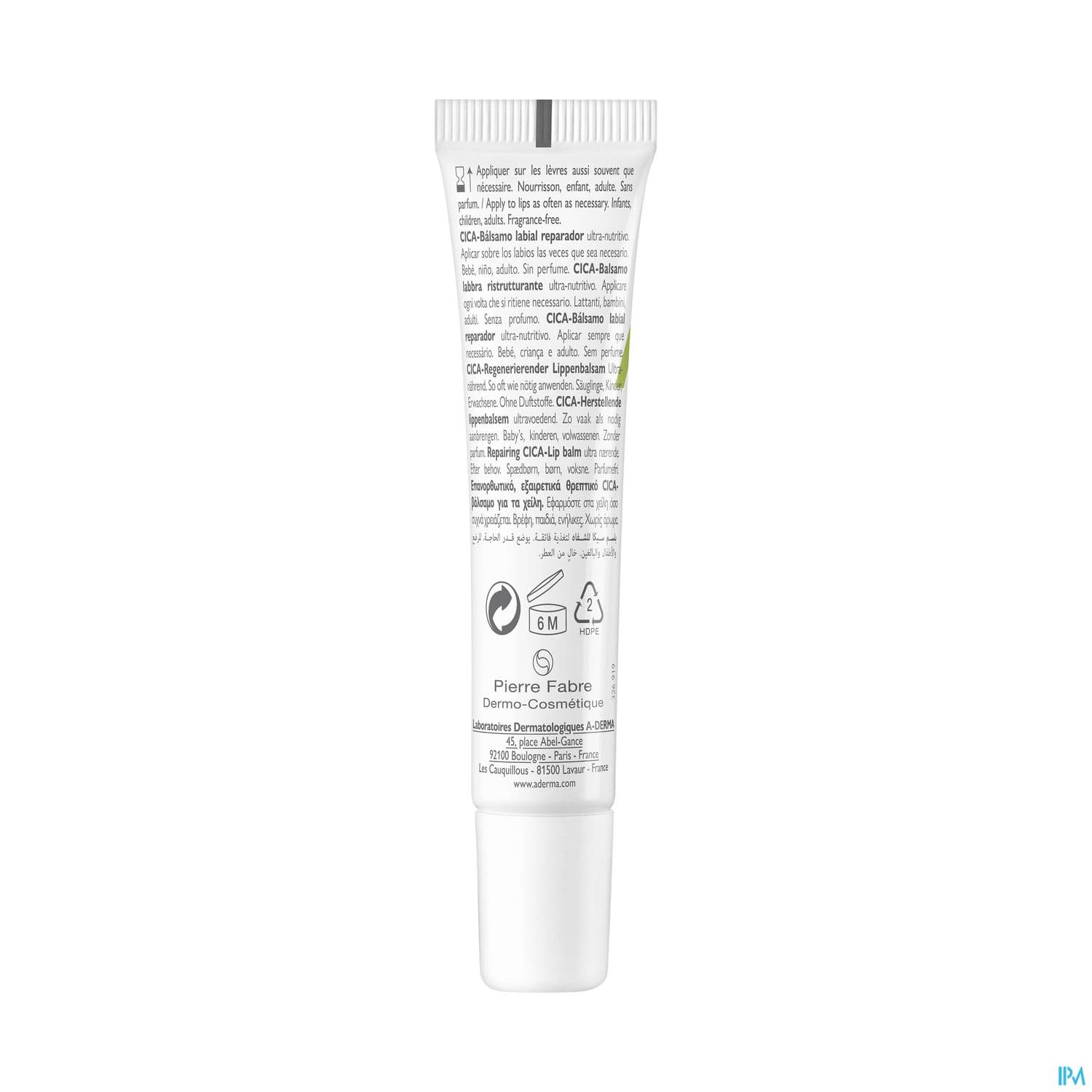 A-DERMA DERMALIBOUR CICA+ LEVRE 15