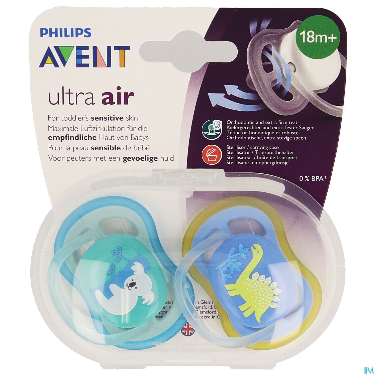 Avent Sucette Ultra Air Boy Koala +18mois Scf349/11 X2