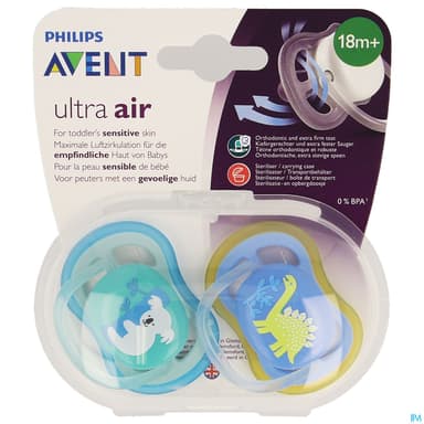 Avent Sucette Ultra Air Boy Koala +18mois Scf349/11 X2