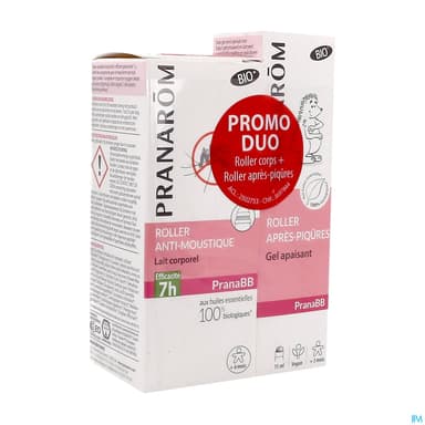Pranarom Pranabb Roller Antimoustique 30ml + Roller Apres Piqure Bio 15ml