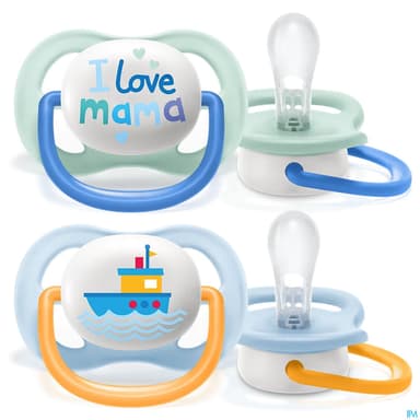 Avent Sucette Ultra Air Boy Love Mama 0/6mois Scf080/01 X2