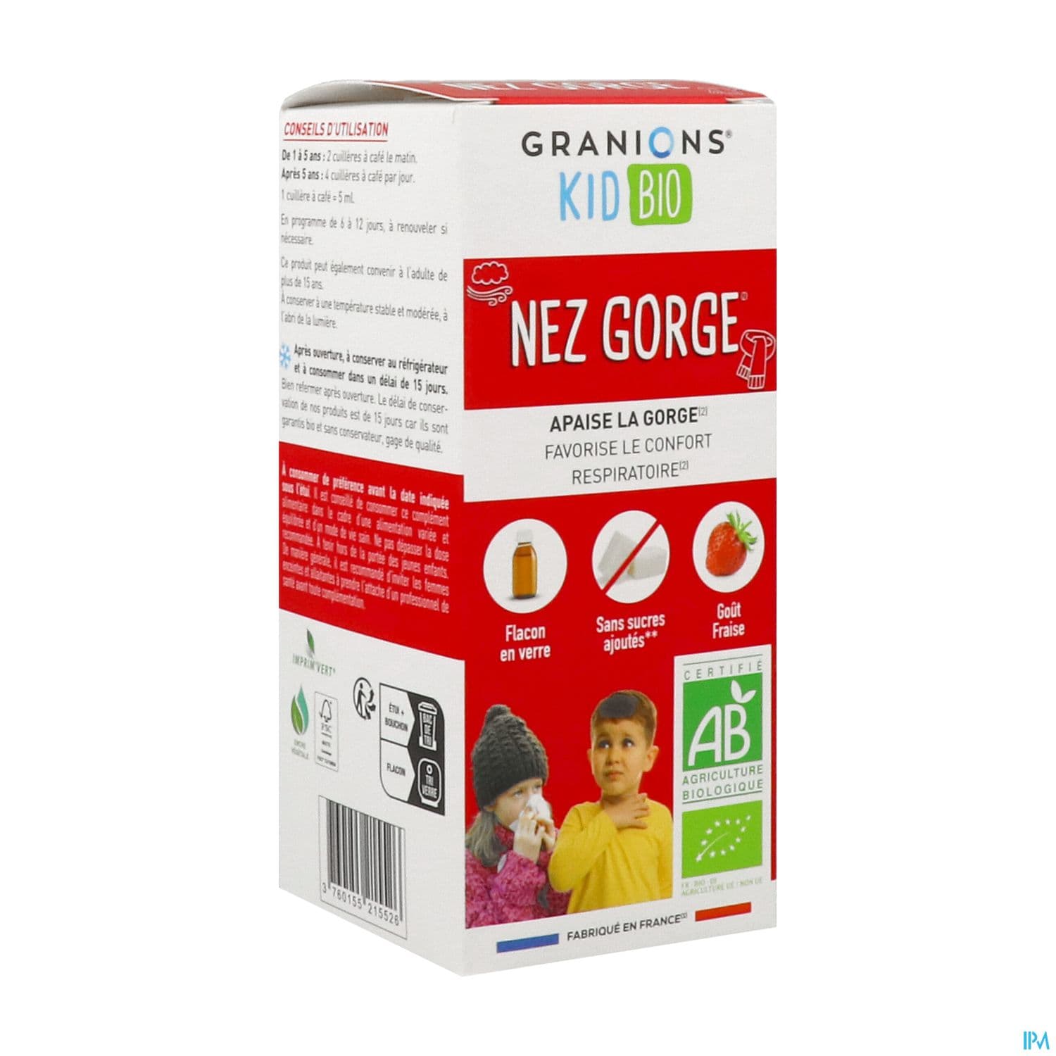 Granions Kid Bio Nez Gorge Solution Buvable Fraise 125ml